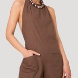 Jardinera Mujer Halter Lino Café BSoulxRKF