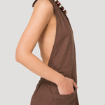 Jardinera Mujer Halter Lino Café BSoulxRKF