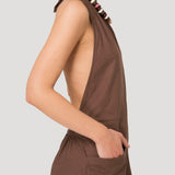 Jardinera Mujer Halter Lino Café BSoulxRKF