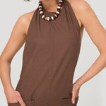 Jardinera Mujer Halter Lino Café BSoulxRKF