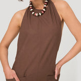 Jardinera Mujer Halter Lino Café BSoulxRKF