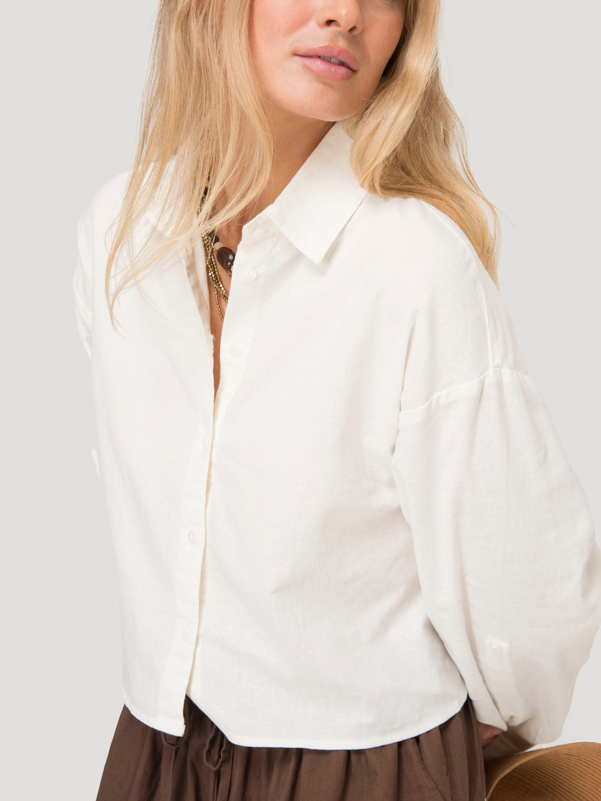 Blusa Mujer Lino Crudo BsoulxRKF