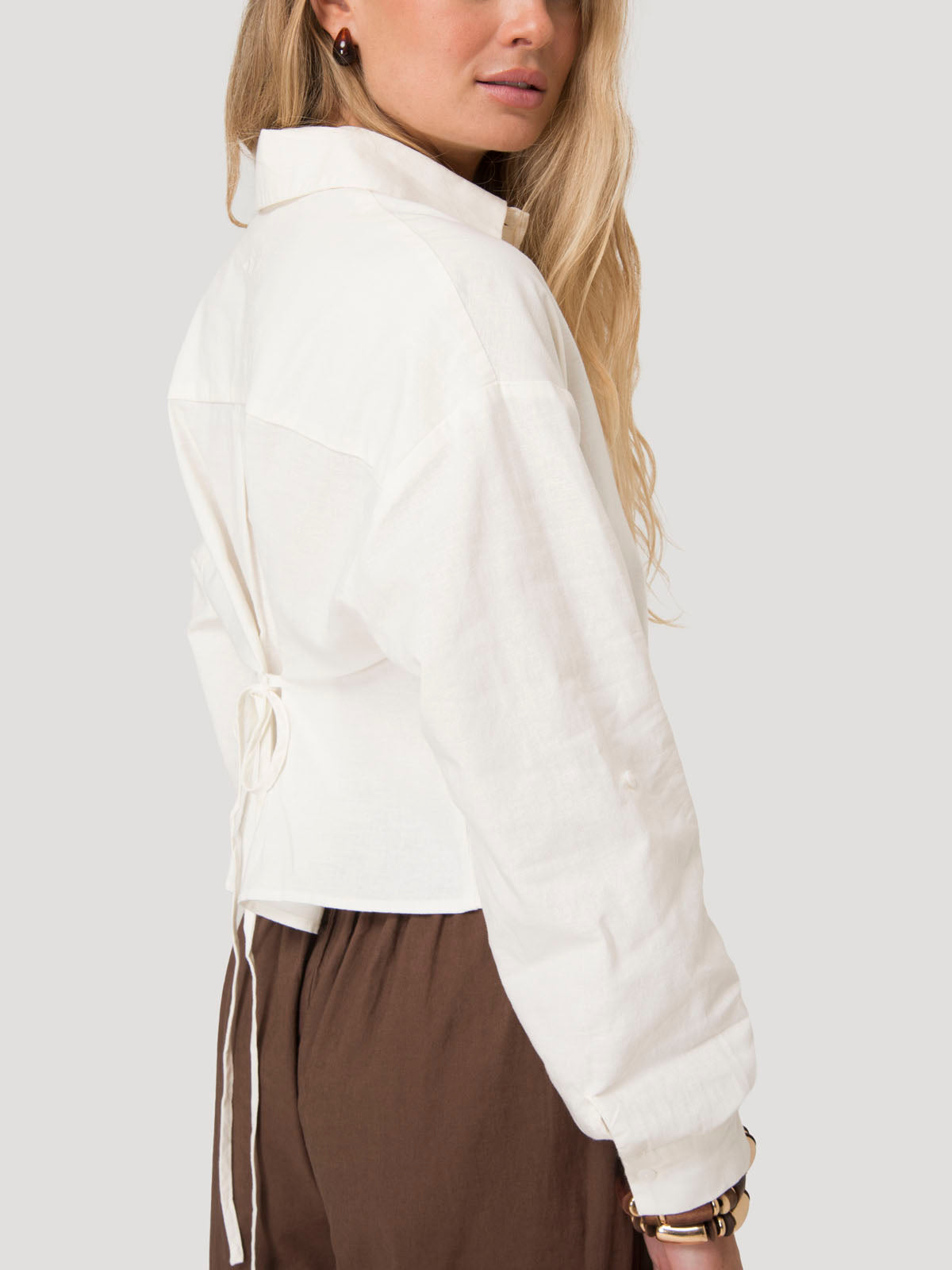 Blusa Mujer Lino Crudo BsoulxRKF