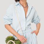 Blusa Mujer Lino Celeste BsoulxRKF