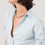 Blusa Mujer Lino Celeste BsoulxRKF