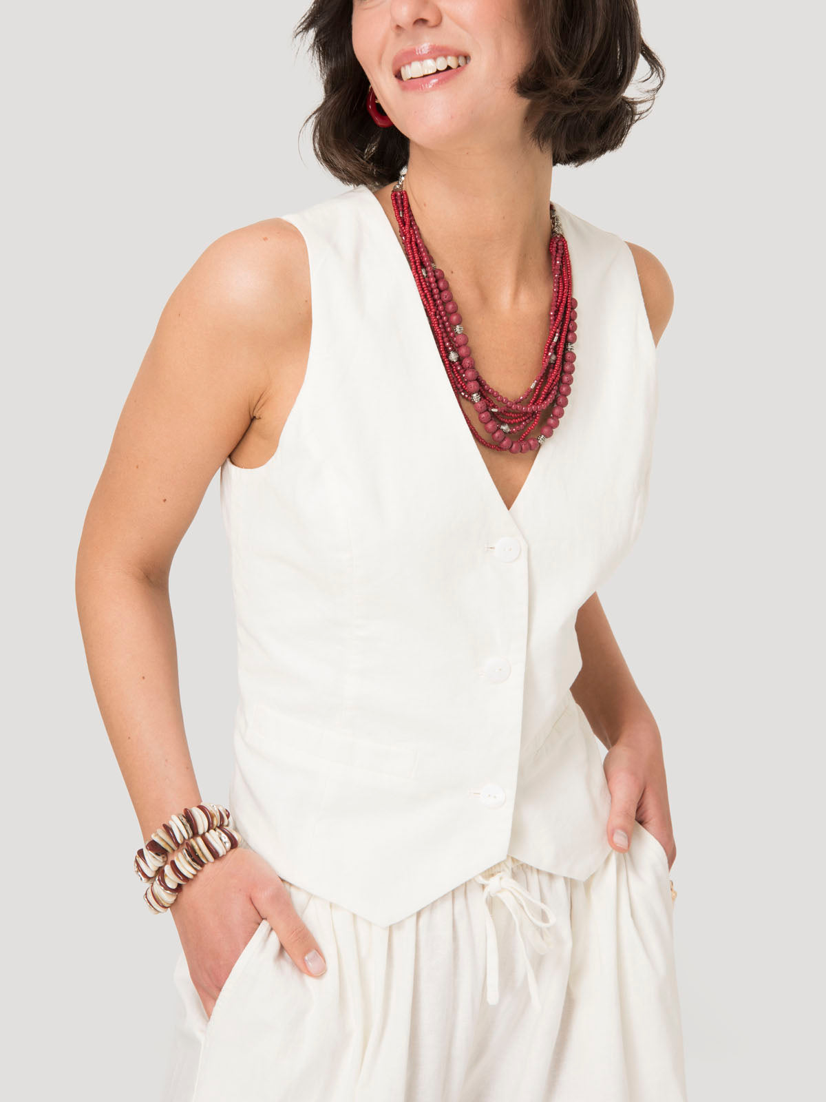 Gilet Mujer Lino Crudo BsoulxRKF
