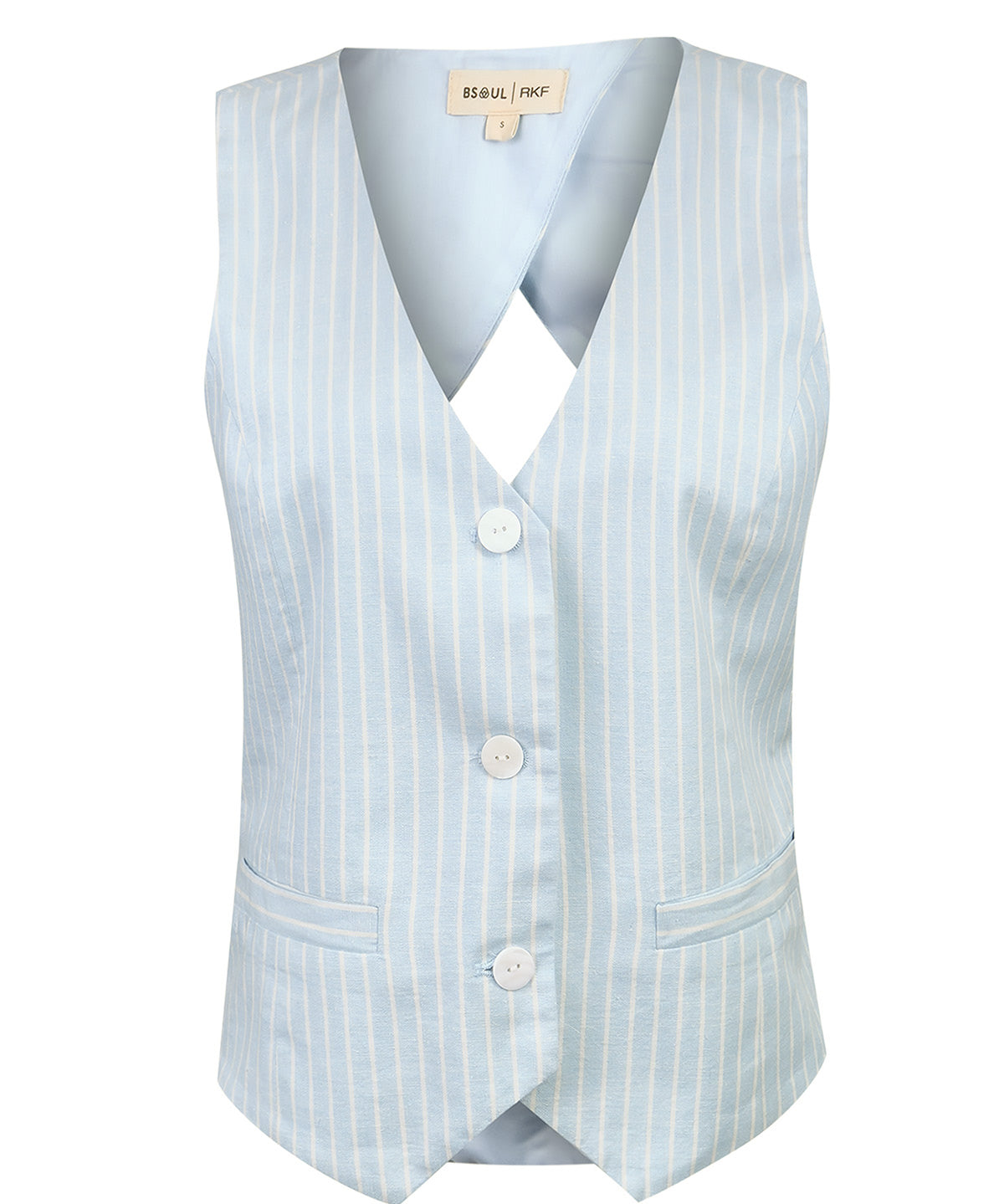 Gilet Mujer Lino Celeste BsoulxRKF