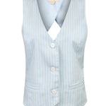 Gilet Mujer Lino Celeste BsoulxRKF