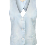 Gilet Mujer Lino Celeste BsoulxRKF