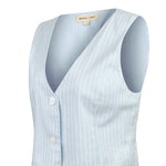 Gilet Mujer Lino Celeste BsoulxRKF