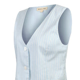 Gilet Mujer Lino Celeste BsoulxRKF