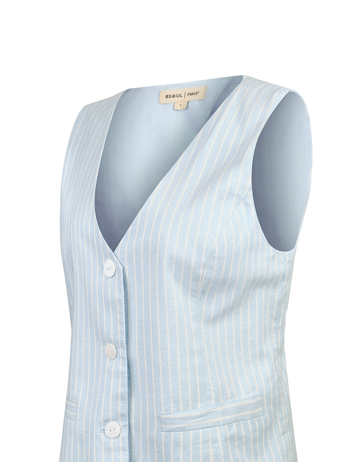 Gilet Mujer Lino Celeste BsoulxRKF