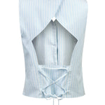 Gilet Mujer Lino Celeste BsoulxRKF