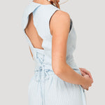 Gilet Mujer Lino Celeste BsoulxRKF