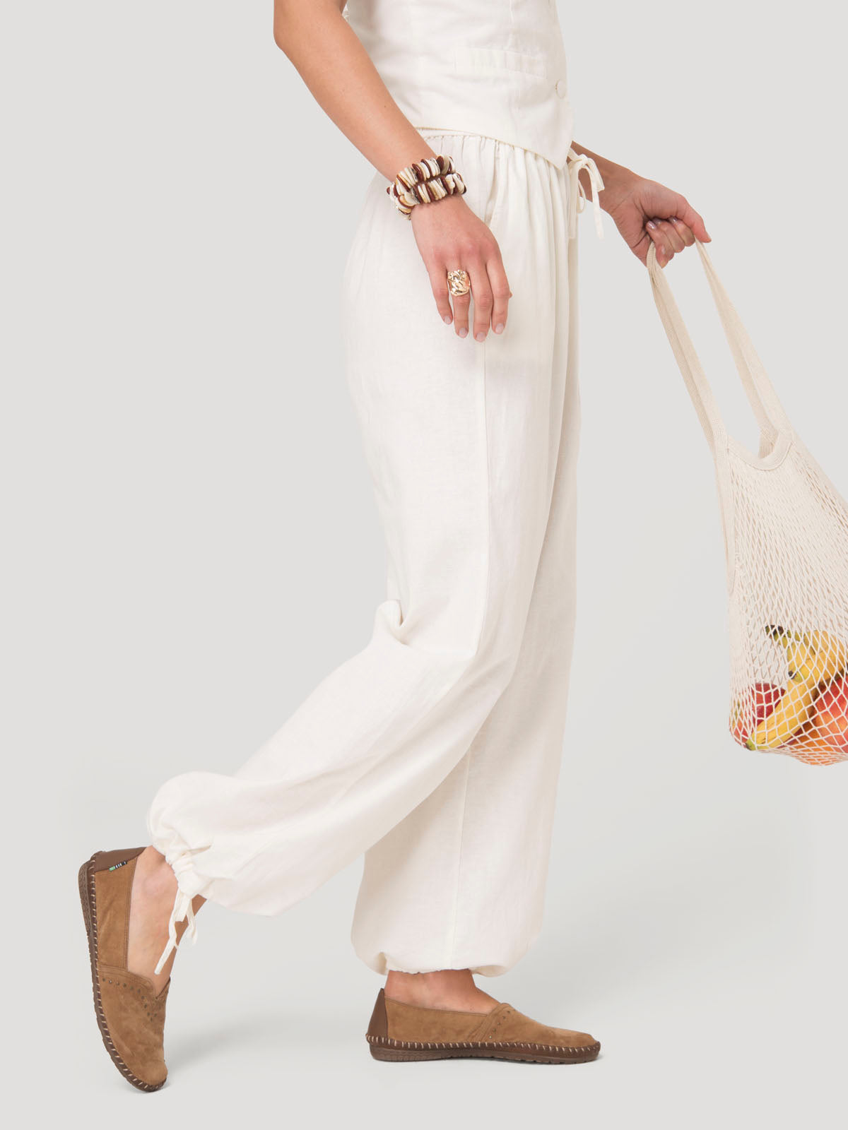 Pantalón Mujer Lino Crudo BSoulxRKF