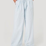 Pantalón Mujer Lino Celeste BSoulxRKF