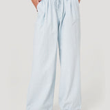 Pantalón Mujer Lino Celeste BSoulxRKF