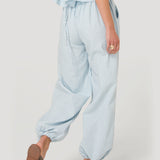 Pantalón Mujer Lino Celeste BSoulxRKF