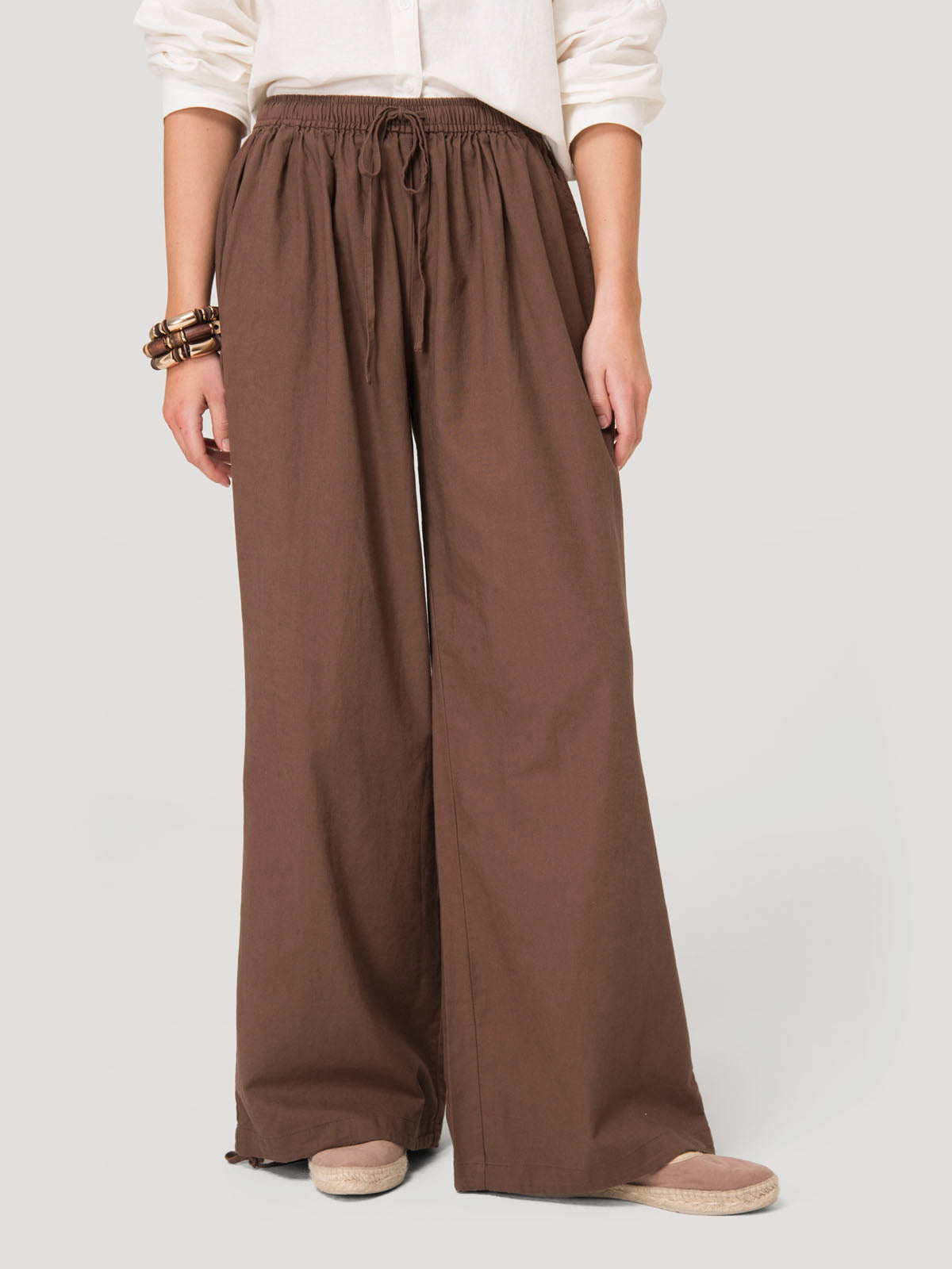 Pantalón Mujer Lino Café BsoulxRKF