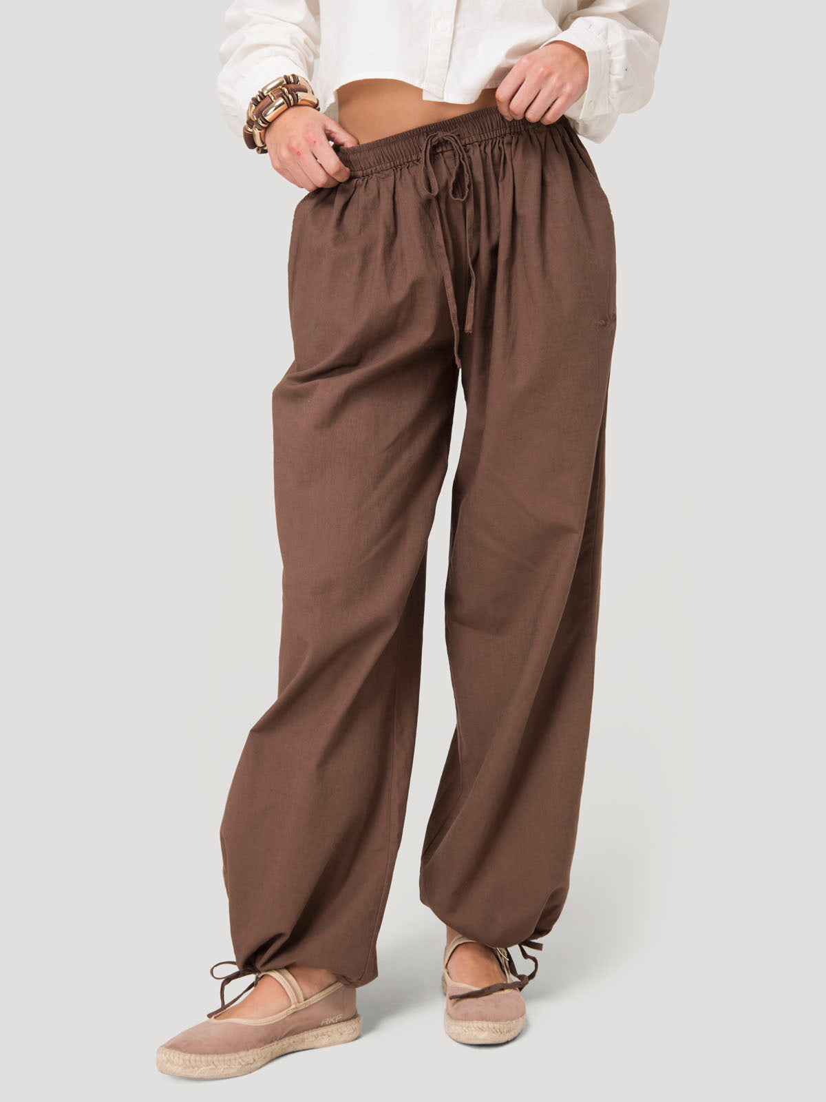 Pantalón Mujer Lino Café BsoulxRKF