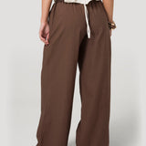 Pantalón Mujer Lino Café BsoulxRKF