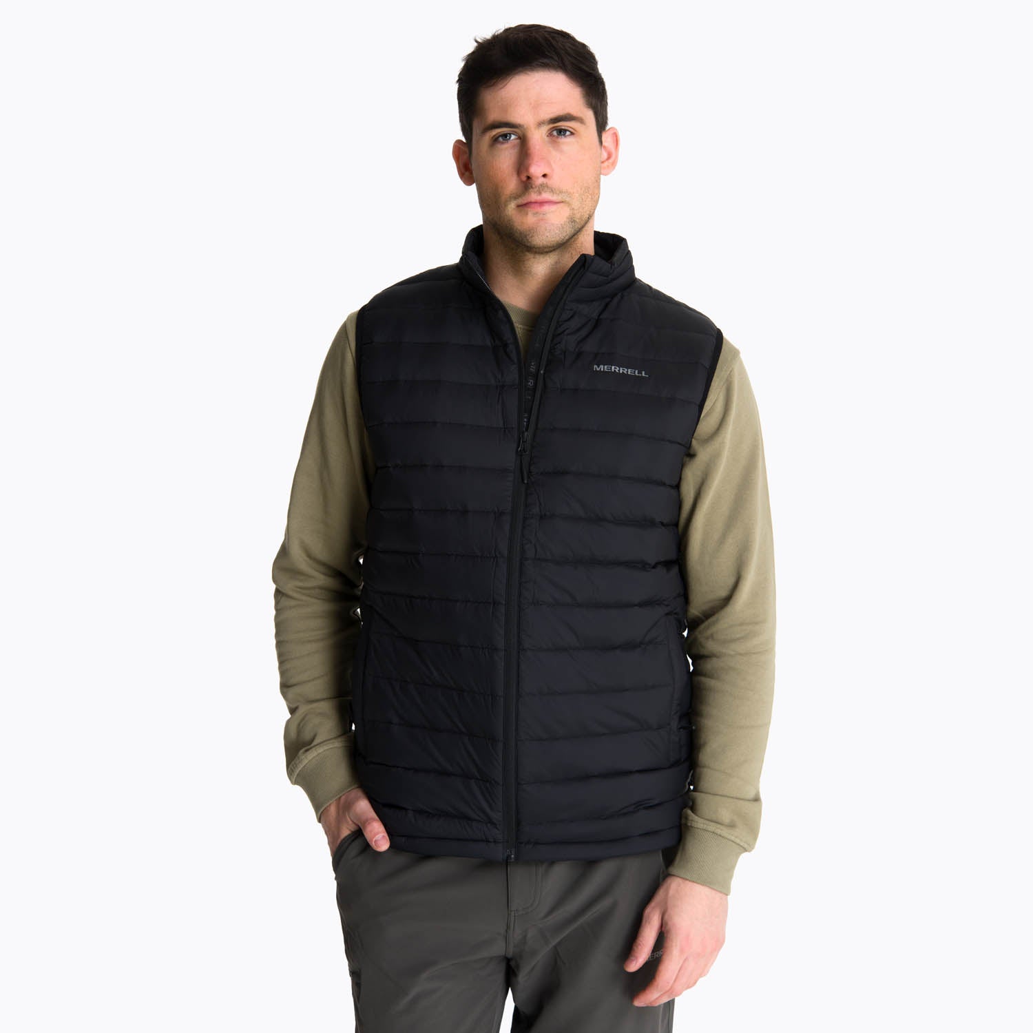 Parka Pluma Sin Mangas Hombre Taihape Negro Merrell