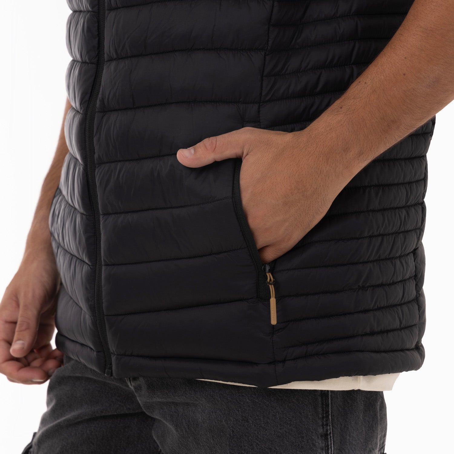 Parka Sin Mangas Hombre Full Zipper Negro Merrell
