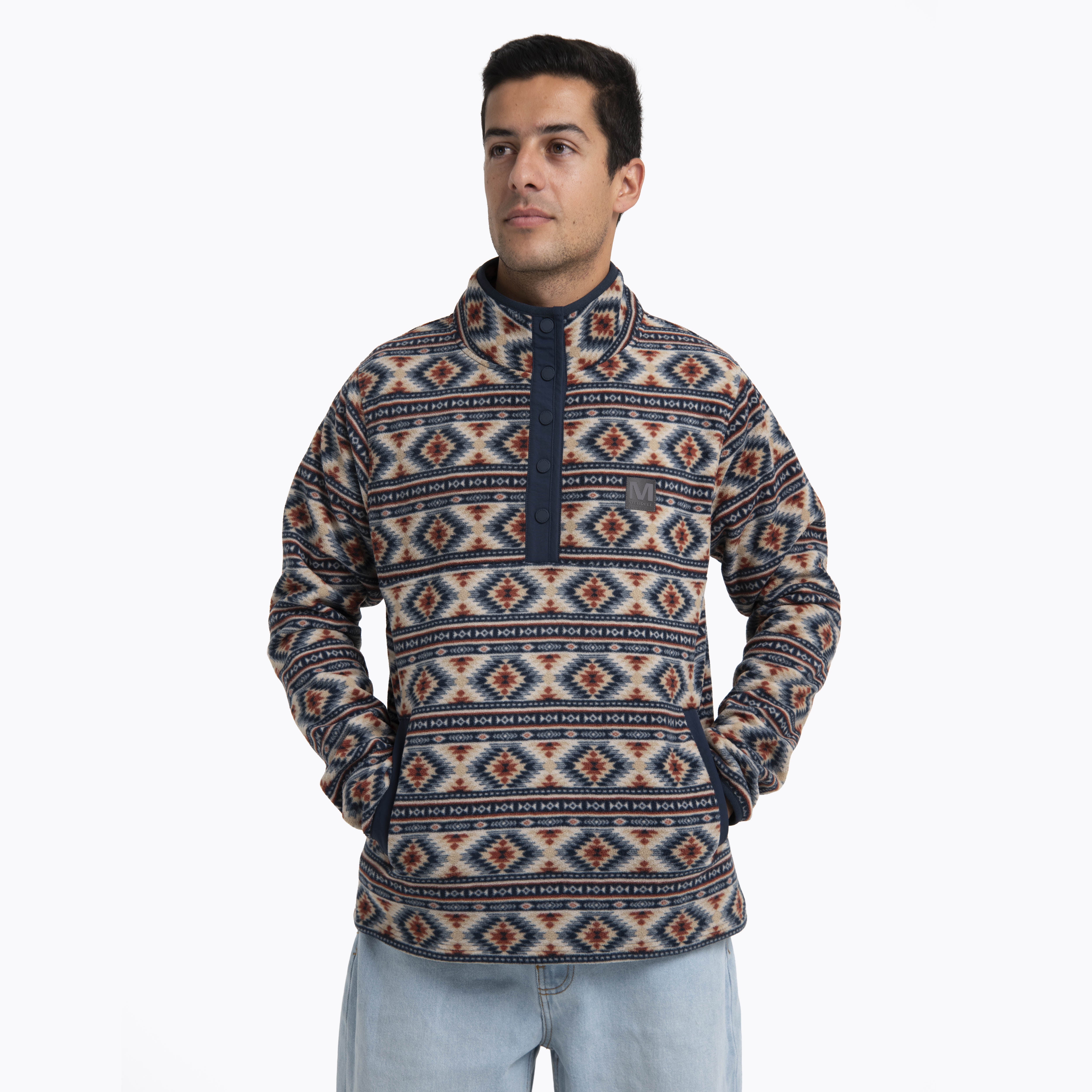 Polar Hombre Deches Full Print Snap Microfleece Multicolor Azul  Merrell