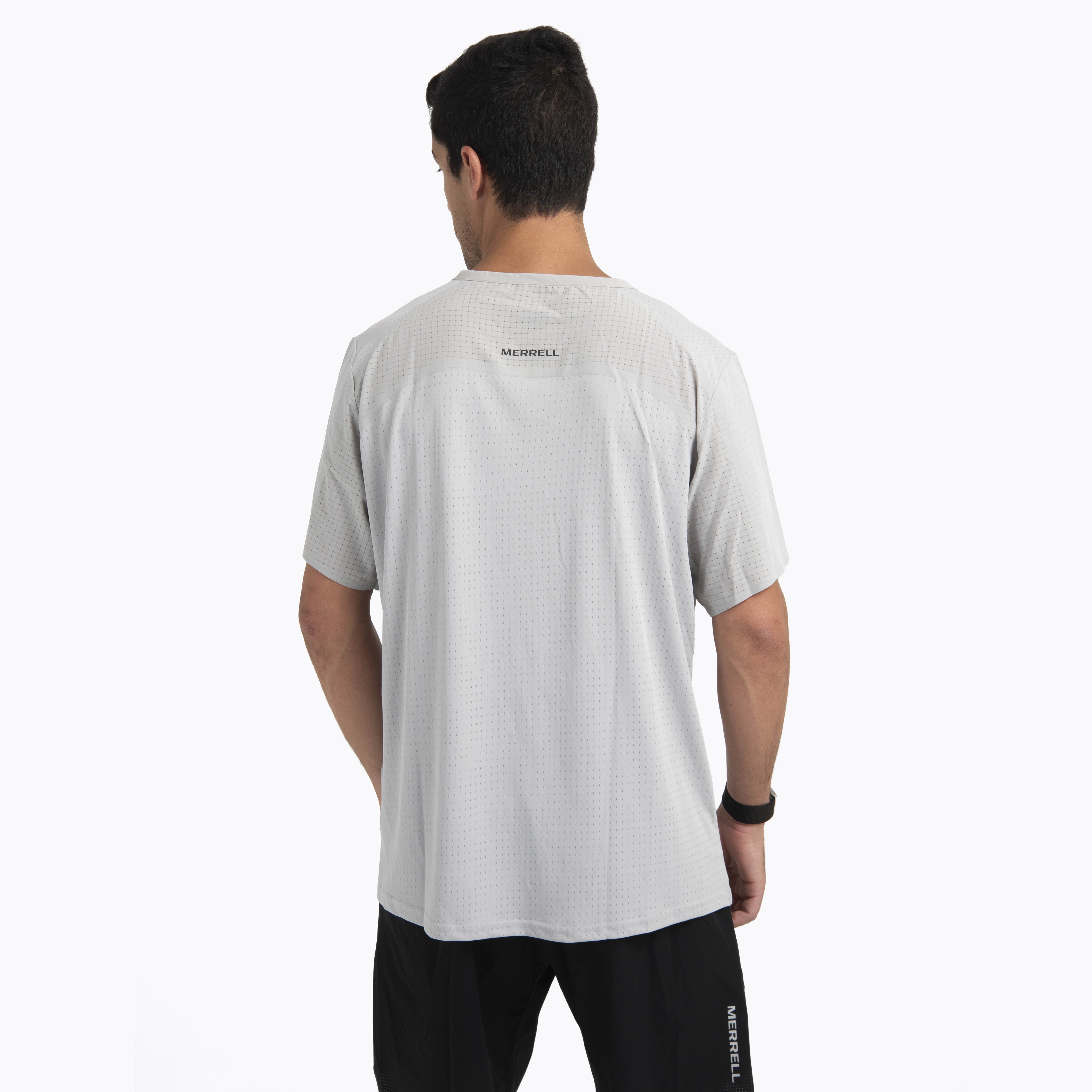 Polera Manga Corta Hombre Swift Trail Gris Oscuro Merrell