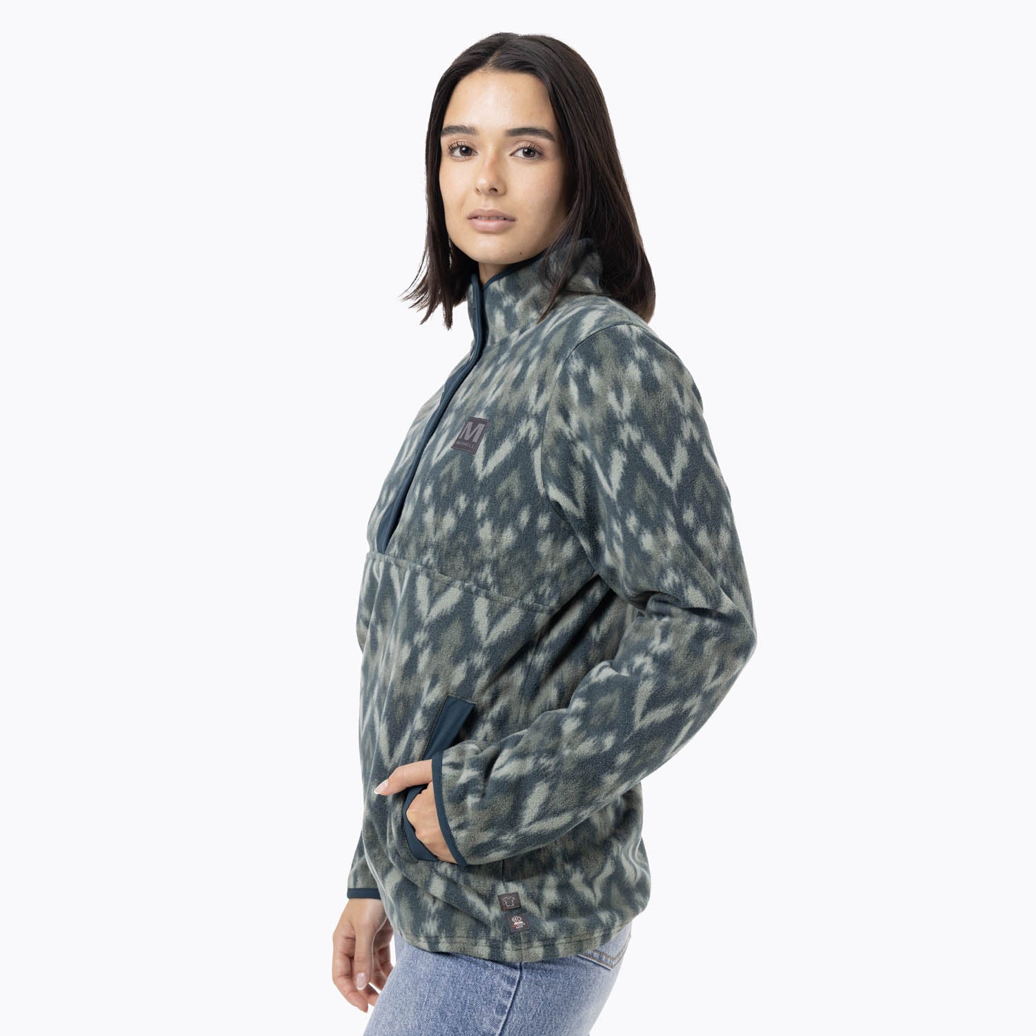 Polar Mujer Deches Full Print Snap Microfleece  Verde Merrell