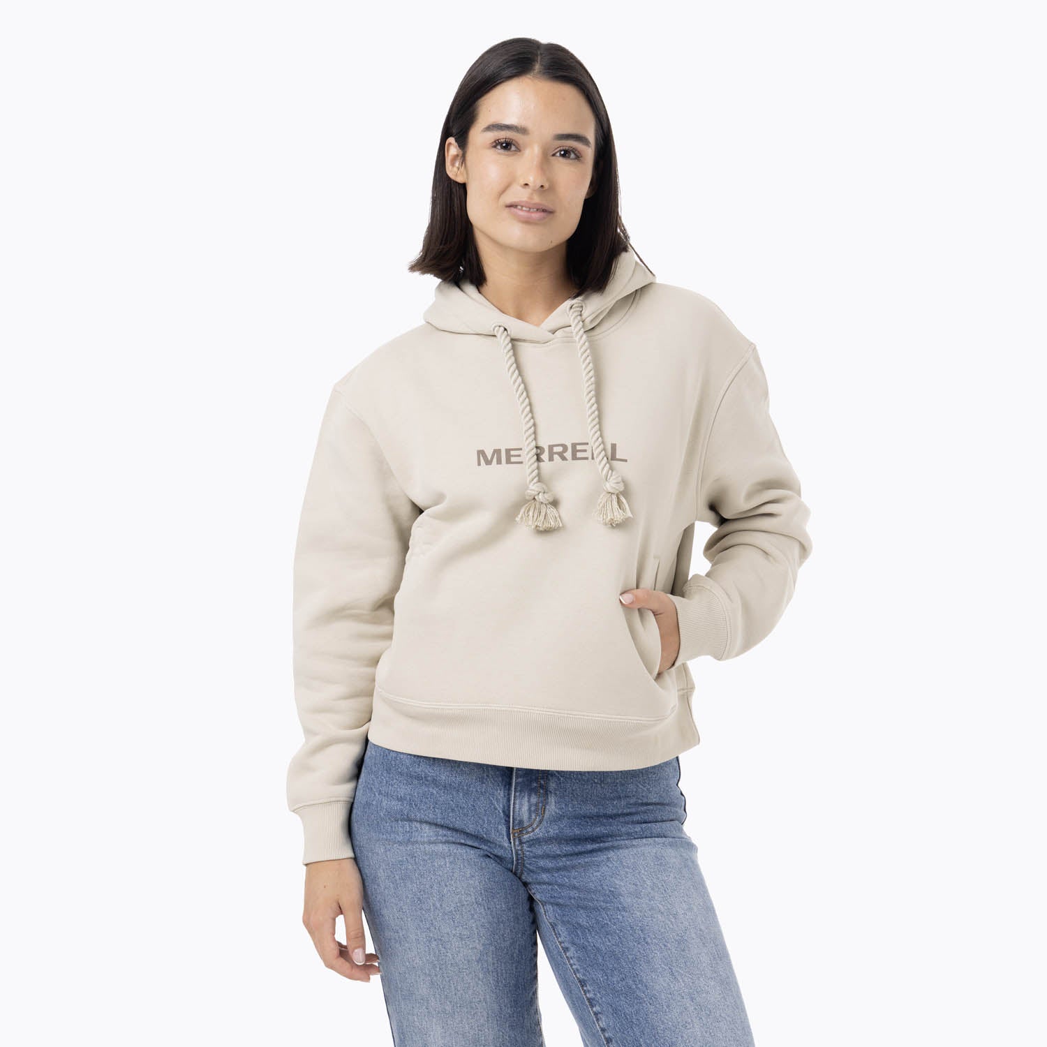 Poleron Mujer Logo Hoodie Beige Merrell