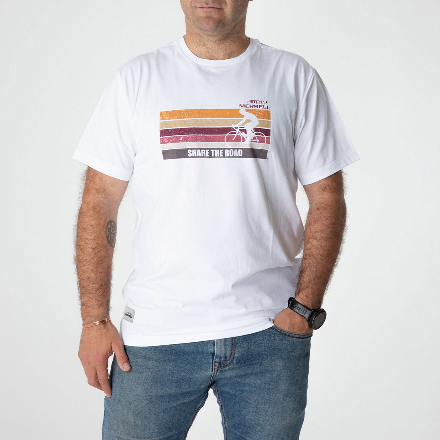 Polera Manga Corta Hombre Fireflies Hi Rider Blanco Merrell