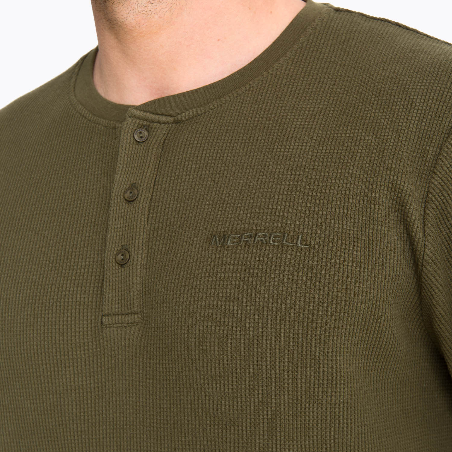 Polera Manga Larga Hombre Waffle Verde Oscuro Merrell
