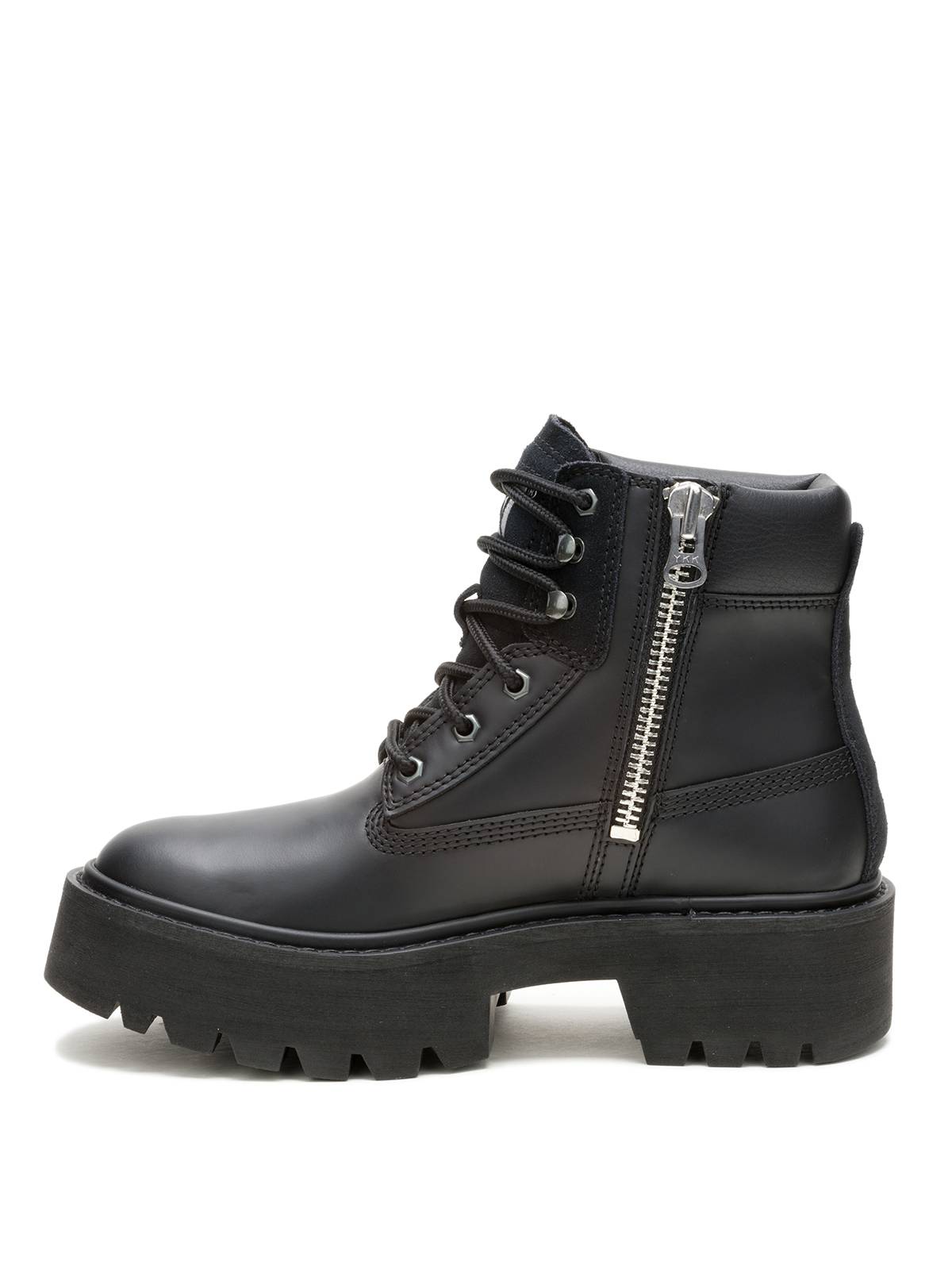 Botín Cuero Colorado Max 6 Zip Mujer Negro Cat