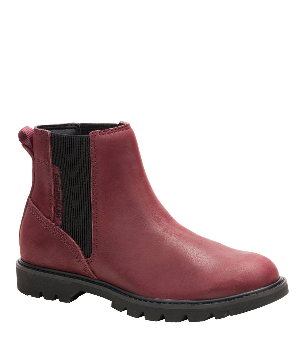 Botín Cuero Mujer Colorado Chelsea Burdeo Cat