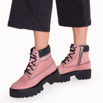 Botín Cuero Colorado Max 6 Zip Mujer Palo Rosa Cat