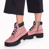 Botín Cuero Colorado Max 6 Zip Mujer Palo Rosa Cat