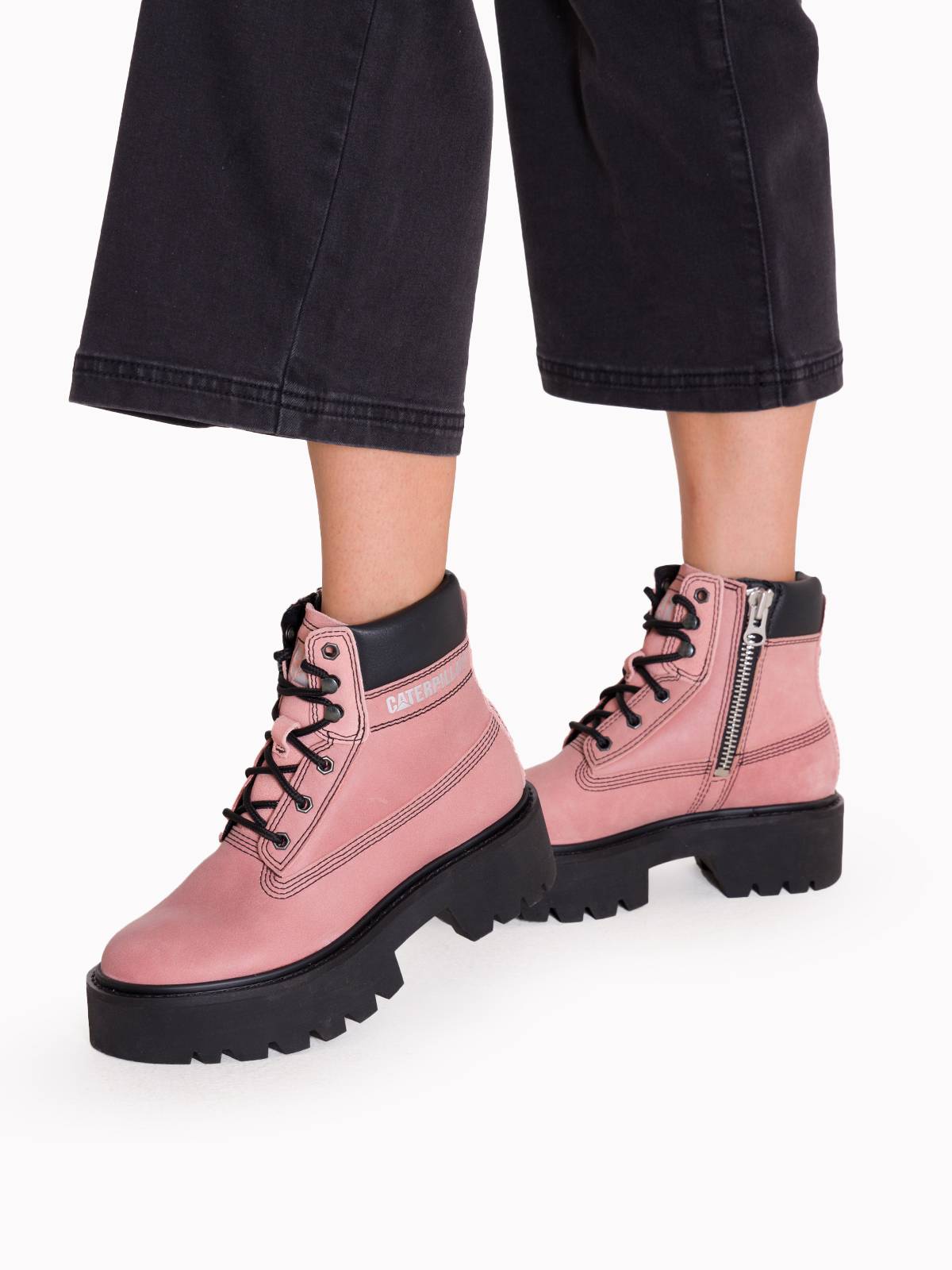 Botín Cuero Colorado Max 6 Zip Mujer Palo Rosa Cat