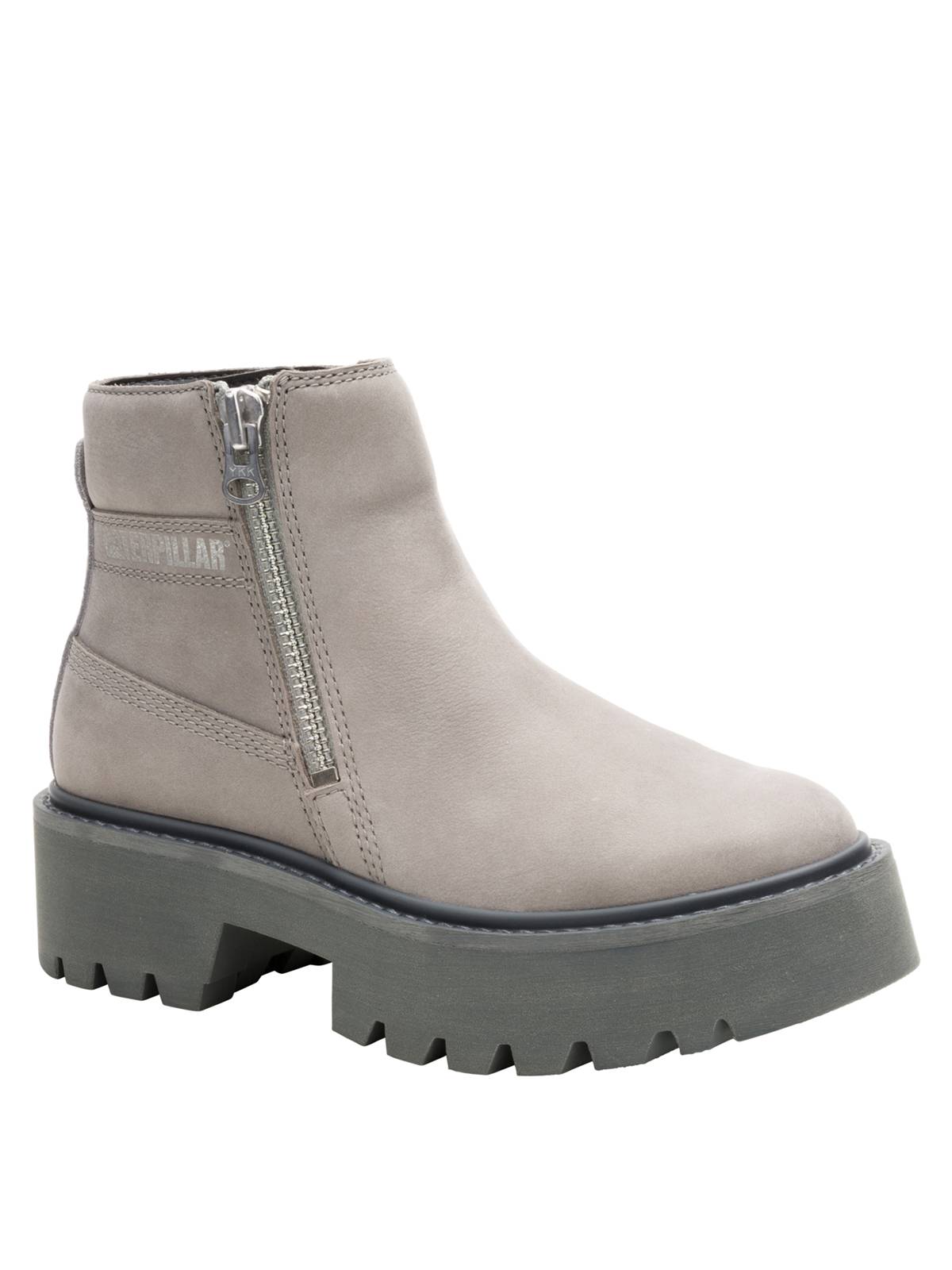 Botín Cuero Colorado Max Chelsea Mujer Gris Cat