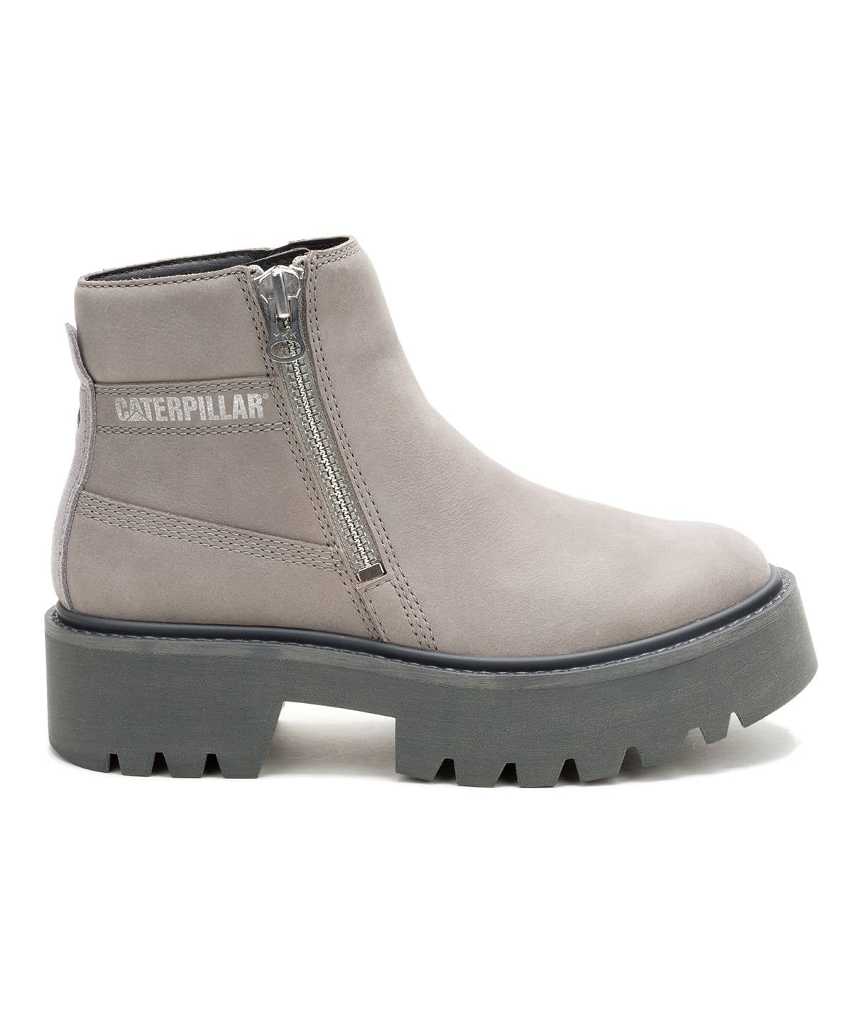 Botín Cuero Colorado Max Chelsea Mujer Gris Cat