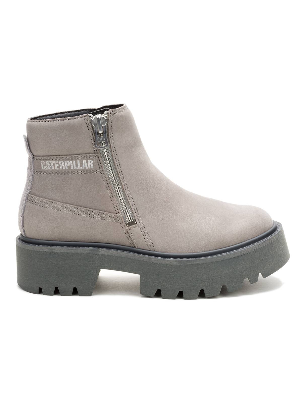 Botín Cuero Colorado Max Chelsea Mujer Gris Cat