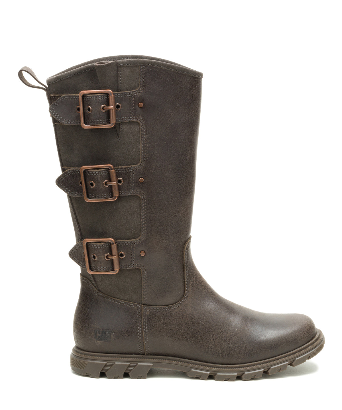 Bota de Cuero Notion Buckle Café Oscuro Cat