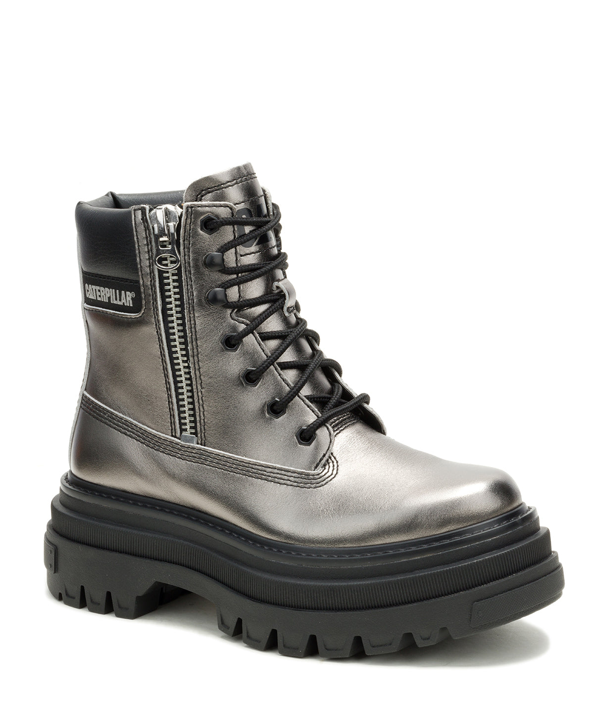 Botín Mujer Bolder Zip Plateado Cat