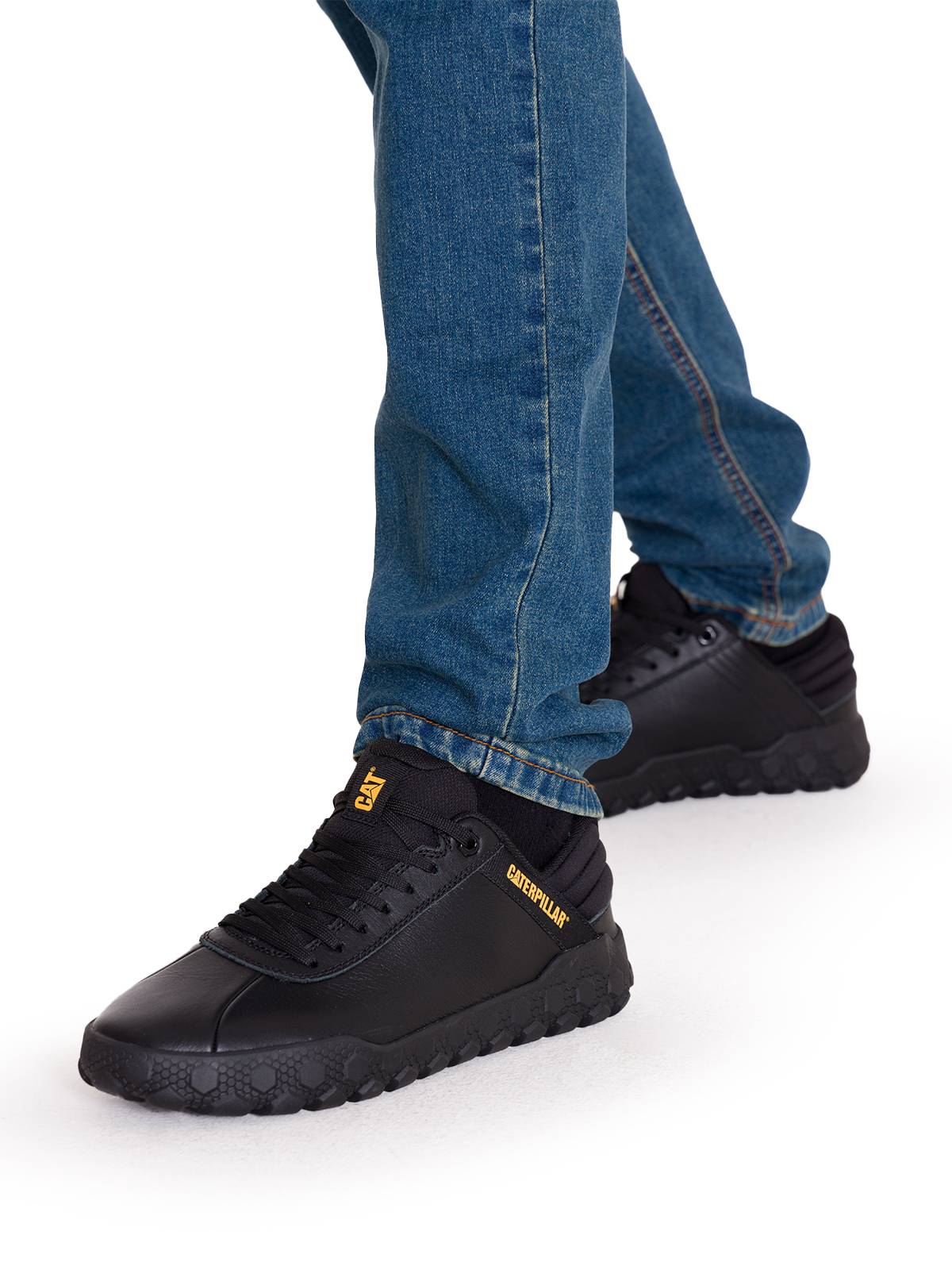 Zapatilla Cuero Hombre Hex + Negro Cat