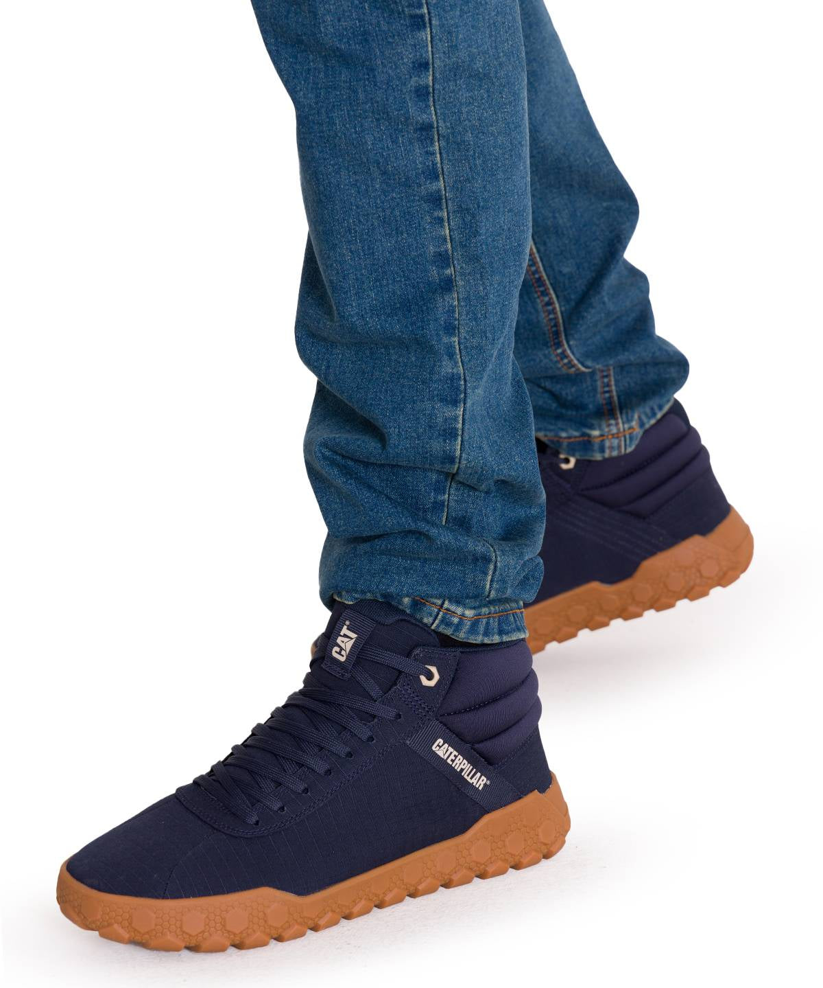 Zapatilla Con Caña Canvas Hombre Hex + Mid Azul Oscuro Cat