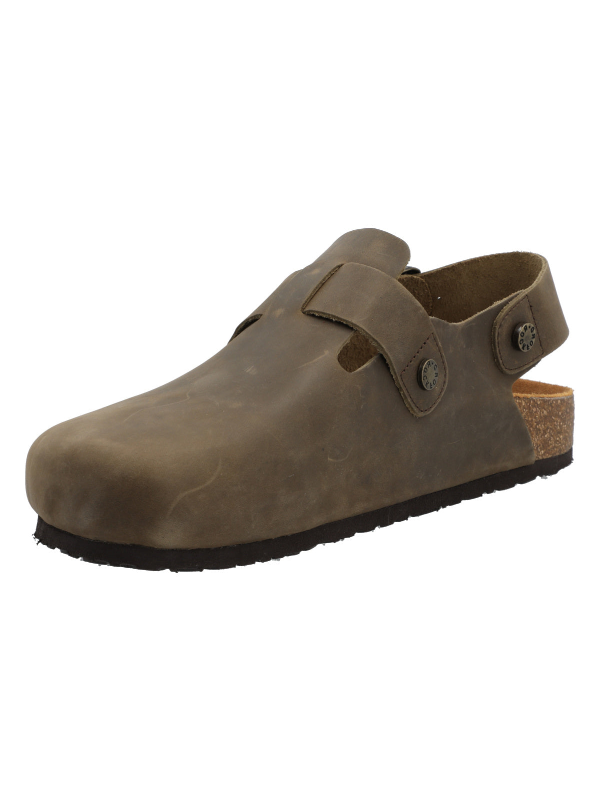 Zueco Cuero Hombre Russell Café Rockford