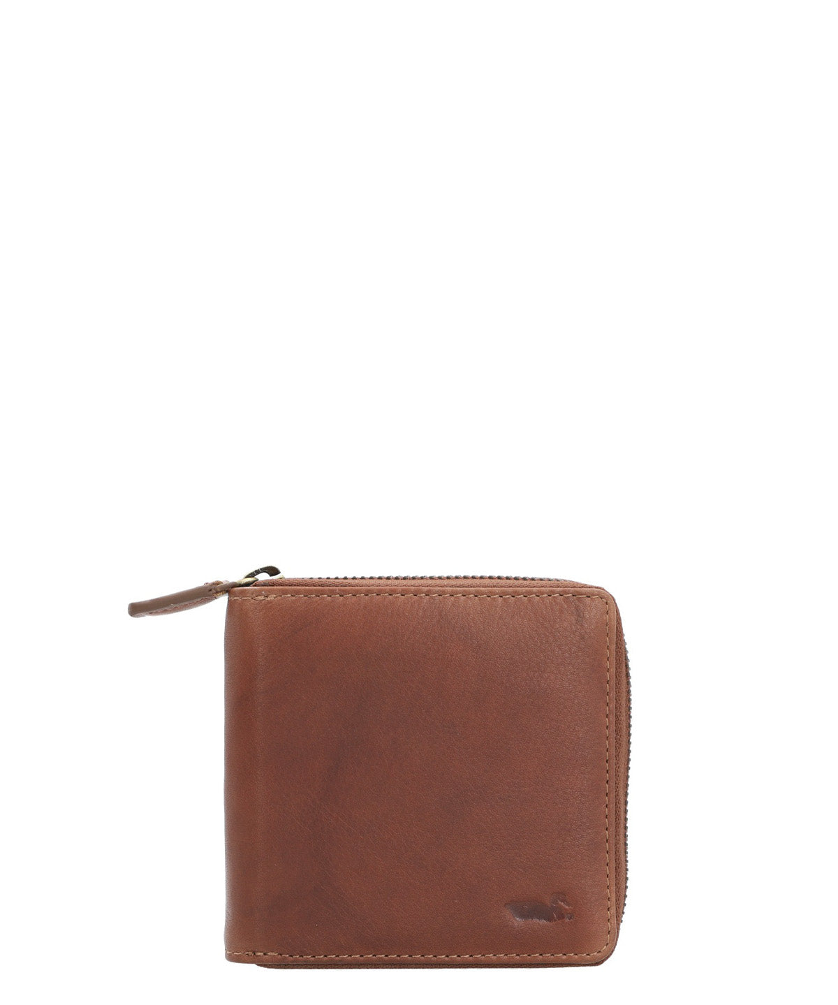 Billetera Cuero Hombre Aq Scott Zip Café Rockford