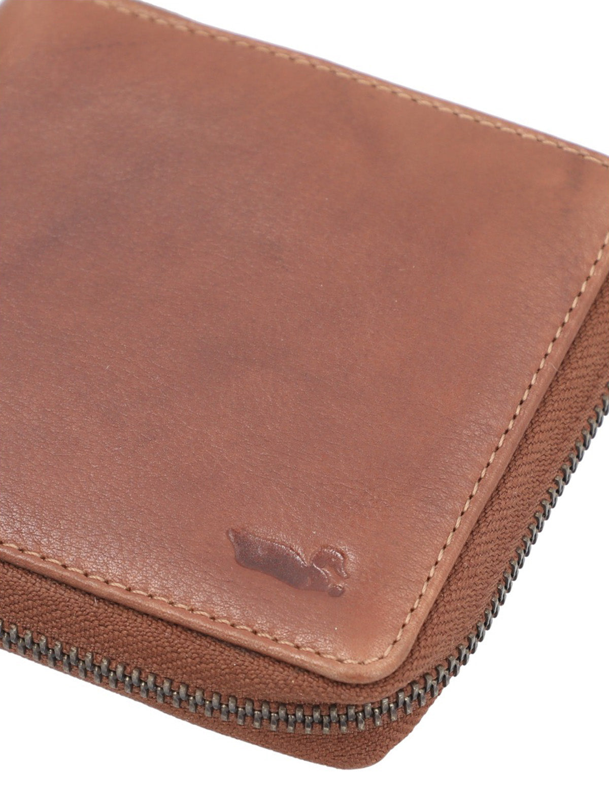 Billetera Cuero Hombre Aq Scott Zip Café Rockford