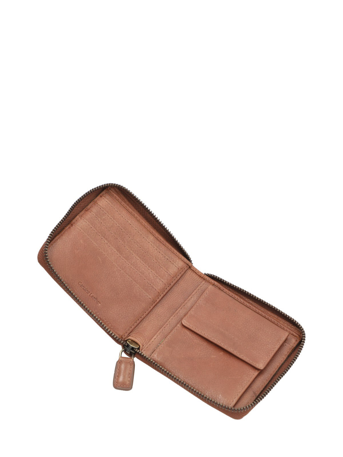 Billetera Cuero Hombre Aq Scott Zip Café Rockford