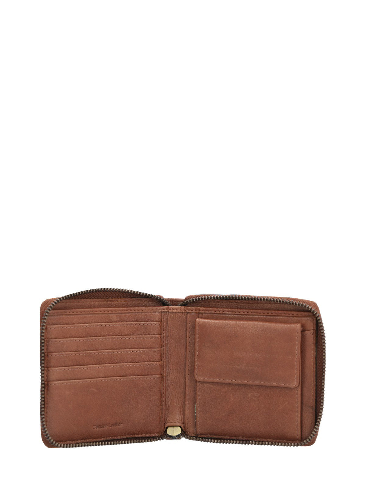 Billetera Cuero Hombre Aq Scott Zip Café Rockford